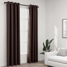 Berkfield Linen-Look Blackout Curtains with Grommets 2pcs Taupe 140x245cm