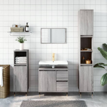 Berkfield 3 Piece Bathroom Furniture Set Grey Sonoma Engineered Wood