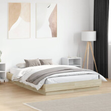 Berkfield Bed Frame with LED without Mattress Sonoma Oak 120x190 cm Small Double