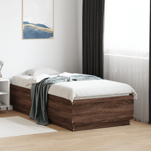 Berkfield Bed Frame without Mattress Brown Oak 75x190 cm Small Single