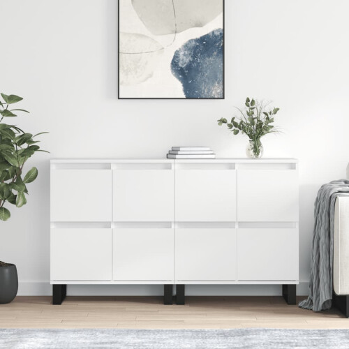 Berkfield Sideboards 2 pcs High Gloss White Engineered Wood