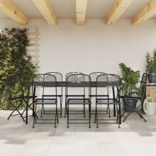 Berkfield 9 Piece Garden Dining Set Anthracite Metal Mesh