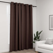 Berkfield Linen-Look Blackout Curtain with Grommets Taupe 290x245cm