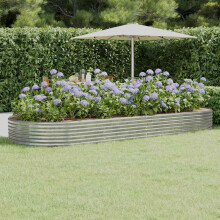 Berkfield Garden Raised Bed Galvanised Steel 373x140x36 cm Silver