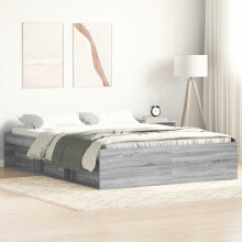 Berkfield Bed Frame without Mattress Grey Sonoma 135x190 cm Double Double