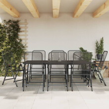 Berkfield 9 Piece Garden Dining Set Anthracite Metal Mesh