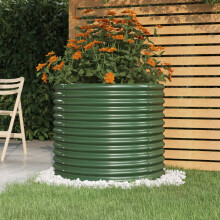 Berkfield Garden Planter Galvanised Steel 80x80x68 cm Green
