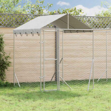 Berkfield Outdoor Dog Kennel with Roof Silver 4x4x2.5 m Galvanised Steel