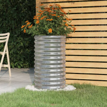Berkfield Garden Planter Galvanised Steel 40x40x68 cm Silver