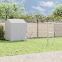 Berkfield Outdoor Dog Kennel with Roof Silver 6x6x2.5 m Galvanised Steel