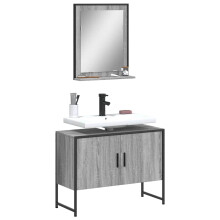 Berkfield 2 Piece Bathroom Cabinet Set Grey Sonoma Engineered Wood
