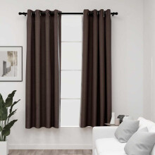 Berkfield Linen-Look Blackout Curtains with Grommets 2pcs Taupe 140x175cm