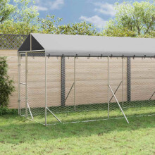 Berkfield Outdoor Dog Kennel with Roof Silver 2x10x2.5 m Galvanised Steel