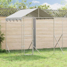 Berkfield Outdoor Dog Kennel with Roof Silver 6x2x2.5 m Galvanised Steel