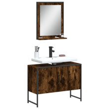 Berkfield 2 Piece Bathroom Cabinet Set Smoked Oak Engineered Wood