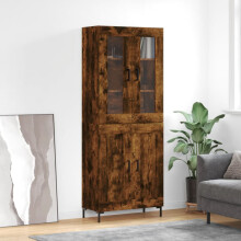 Berkfield Highboard Smoked Oak 69.5x34x180 cm Engineered Wood