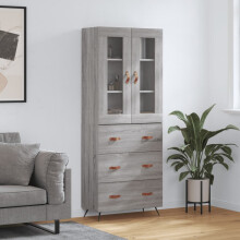 Berkfield Highboard Grey Sonoma 69.5x34x180 cm Engineered Wood