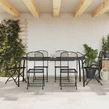 Berkfield 7 Piece Garden Dining Set Anthracite Metal Mesh