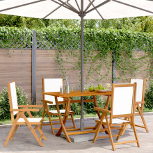 Berkfield Reclining Garden Chairs 4 pcs Cream White Fabric and Solid Wood