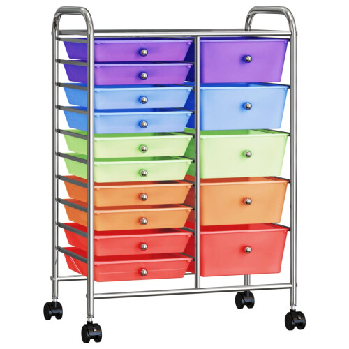 Berkfield XXL 15-Drawer Mobile Storage Trolley Multicolour Plastic