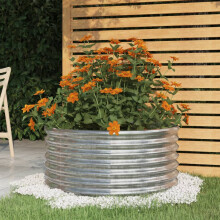 Berkfield Garden Planter Galvanised Steel 80x80x36 cm Silver