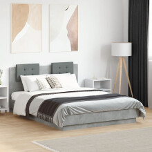 Berkfield Bed Frame without Mattress Concrete Grey 135x190 cm Double
