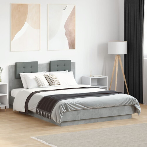 Berkfield Bed Frame without Mattress Concrete Grey 135x190 cm Double