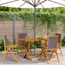 Berkfield Reclining Garden Chairs 4 pcs Anthracite Fabric and Solid Wood