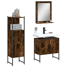 Berkfield 3 Piece Bathroom Cabinet Set Smoked Oak Engineered Wood