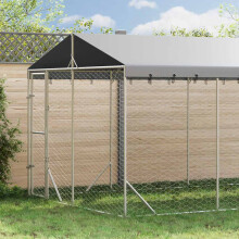 Berkfield Outdoor Dog Kennel with Roof Silver 3x6x2.5 m Galvanised Steel
