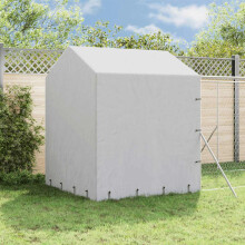 Berkfield Outdoor Dog Kennel with Roof Silver 2x14x2.5 m Galvanised Steel