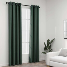 Berkfield Linen-Look Blackout Curtains with Grommets 2pcs Green 140x225cm