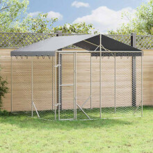 Berkfield Outdoor Dog Kennel with Roof Silver 3x3x2.5 m Galvanised Steel