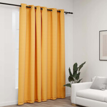 Berkfield Linen-Look Blackout Curtains with Grommets Yellow 290x245cm