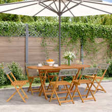 Berkfield Folding Garden Chairs 6 pcs Grey Poly Rattan and Solid Wood