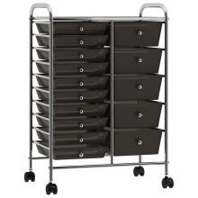 Berkfield XXL 15-Drawer Mobile Storage Trolley Black Plastic
