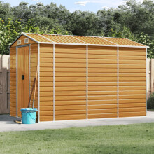 Berkfield Garden Shed Light Brown 191x300x198 cm Galvanised Steel