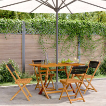 Berkfield Folding Garden Chairs 4 pcs Black Solid Wood Acacia