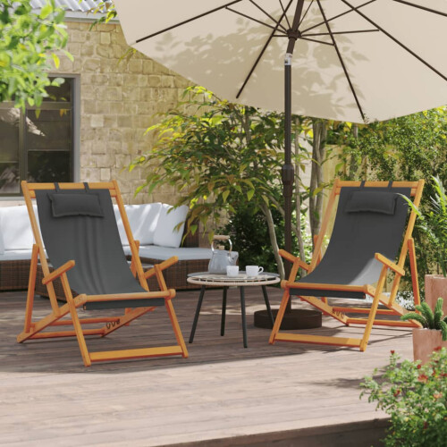 Berkfield Folding Beach Chairs 2 pcs Grey Fabric