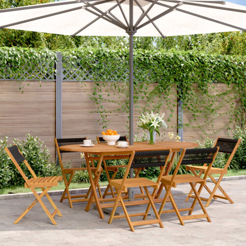 Berkfield Folding Garden Chairs 6 pcs Black Solid Wood Acacia