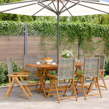 Berkfield Reclining Garden Chairs 6 pcs Grey Poly Rattan and Solid Wood