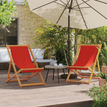 Berkfield Folding Beach Chairs 2 pcs Red Fabric