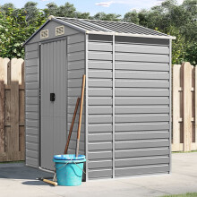 Berkfield Garden Shed Light Grey 191x130x198 cm Galvanised Steel