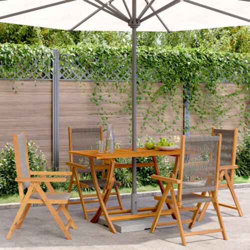 Berkfield Reclining Garden Chairs 4 pcs Grey Solid Wood Acacia