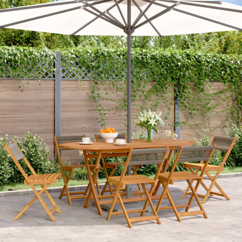 Berkfield Folding Garden Chairs 6 pcs Grey Solid Wood Acacia