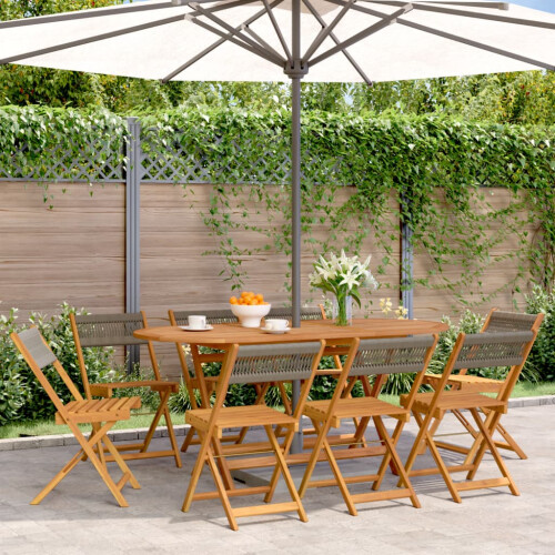Berkfield Folding Garden Chairs 8 pcs Grey Solid Wood Acacia