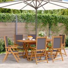 Berkfield Reclining Garden Chairs 6 pcs Anthracite Fabric and Solid Wood