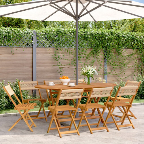 Berkfield Folding Garden Chairs 8 pcs Beige Solid Wood Acacia
