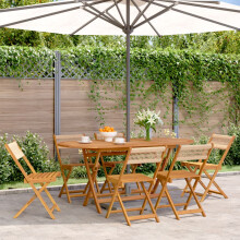 Berkfield Folding Garden Chairs 6 pcs Beige Solid Wood Acacia