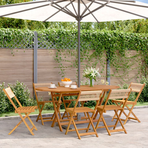 Berkfield Folding Garden Chairs 6 pcs Beige Solid Wood Acacia
